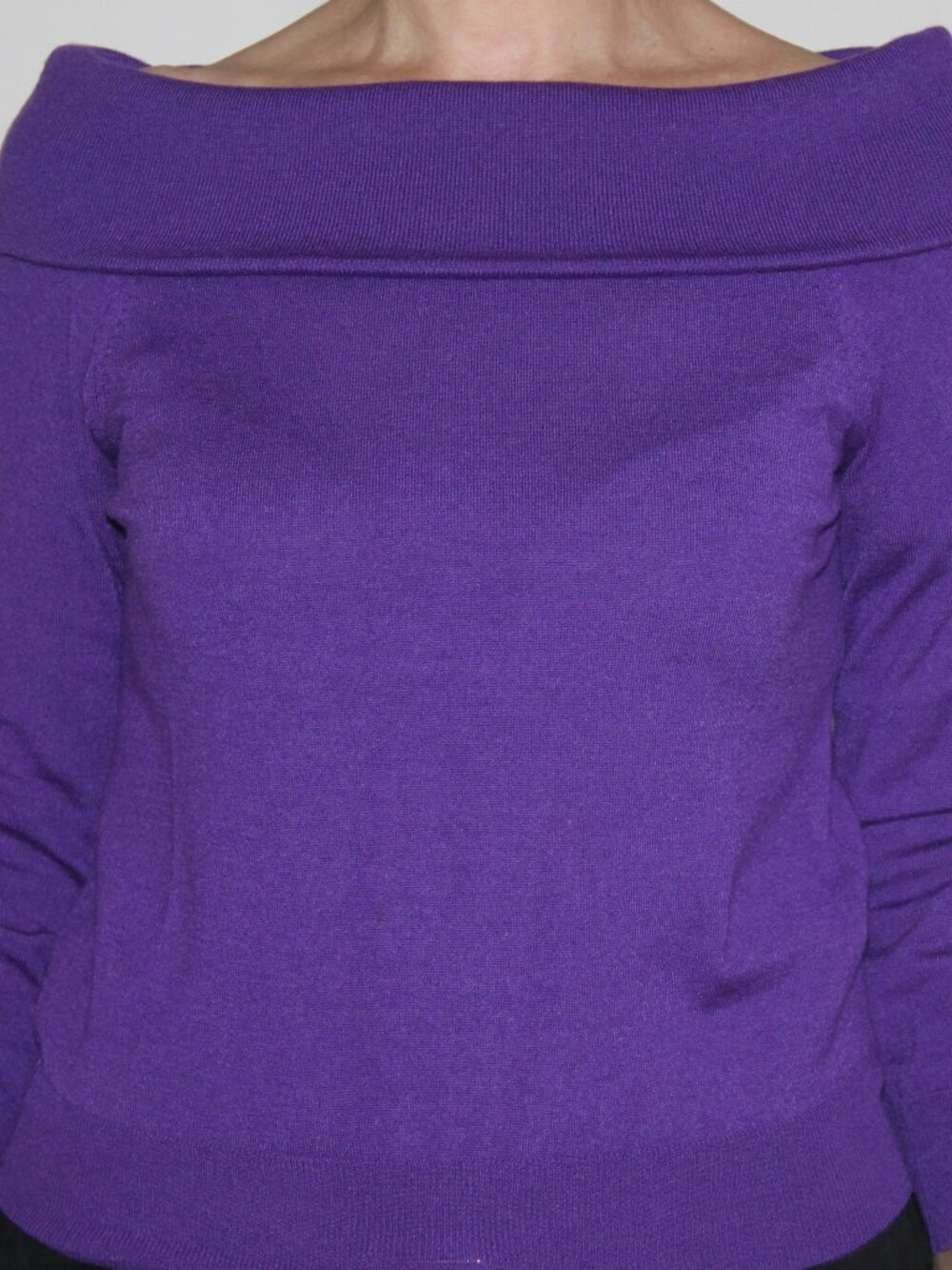 Celine Paris Luxury Cashmere Blend Knit Violet Sweater Cowl Neck Italy Size M